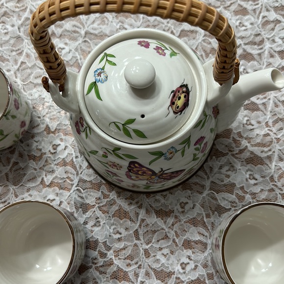 Teaopia Tea pot is stunning with tea leaf basket rattan handle - Picture 2 of 7